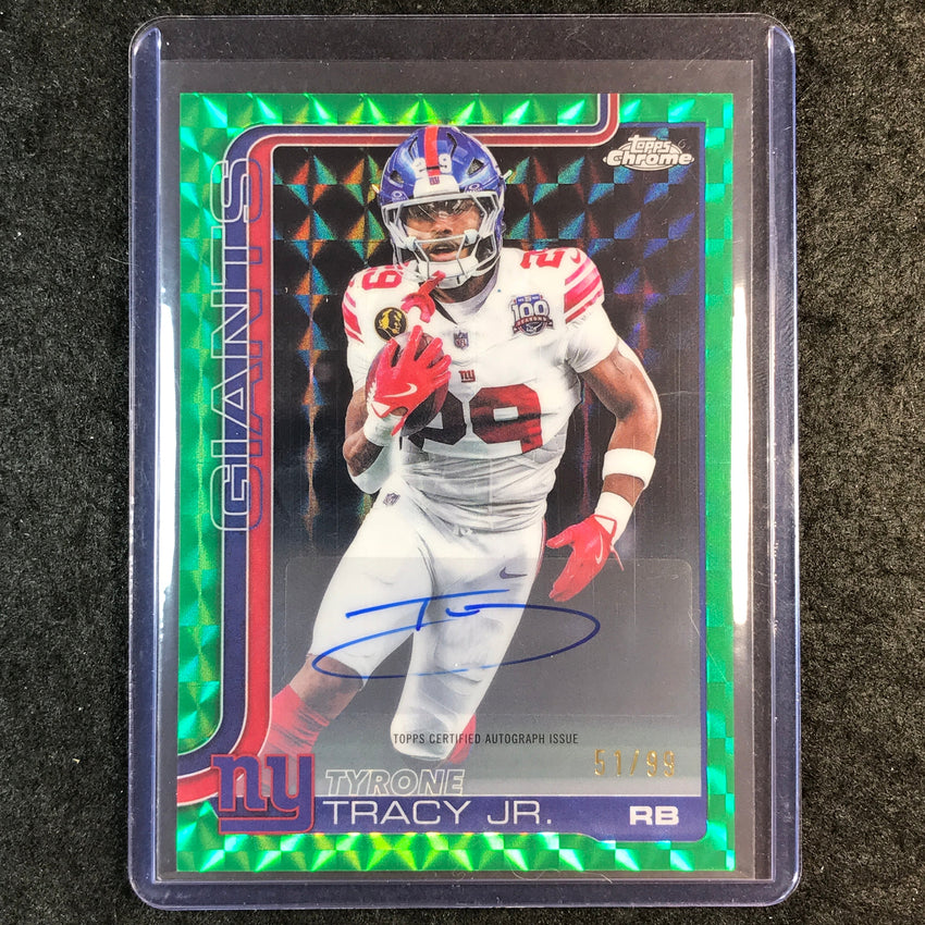 2025 Topps Chrome Football TYRONE TRACY JR. Chrome Auto Green Geometric 51/99