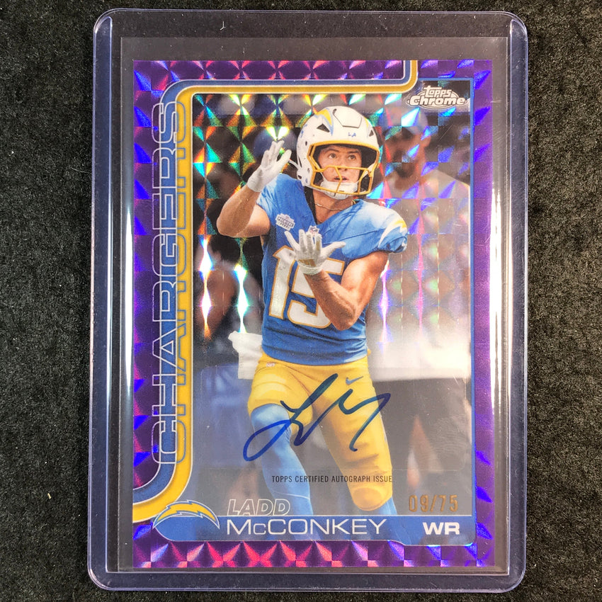 2025 Topps Chrome Football LADD MCCONKEY Chrome Auto Purple Geometric 9/75