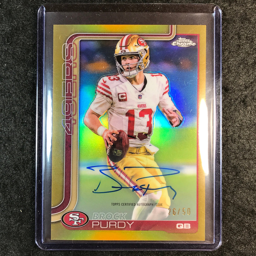 2025 Topps Chrome Football BROCK PURDY Chrome Auto Gold 26/50