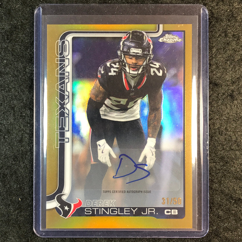 2025 Topps Chrome Football DEREK STINGLEY JR. Chrome Auto Gold 31/50