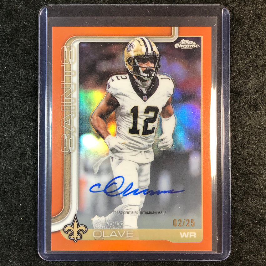 2025 Topps Chrome Football CHRIS OLAVE Chrome Auto Orange 2/25