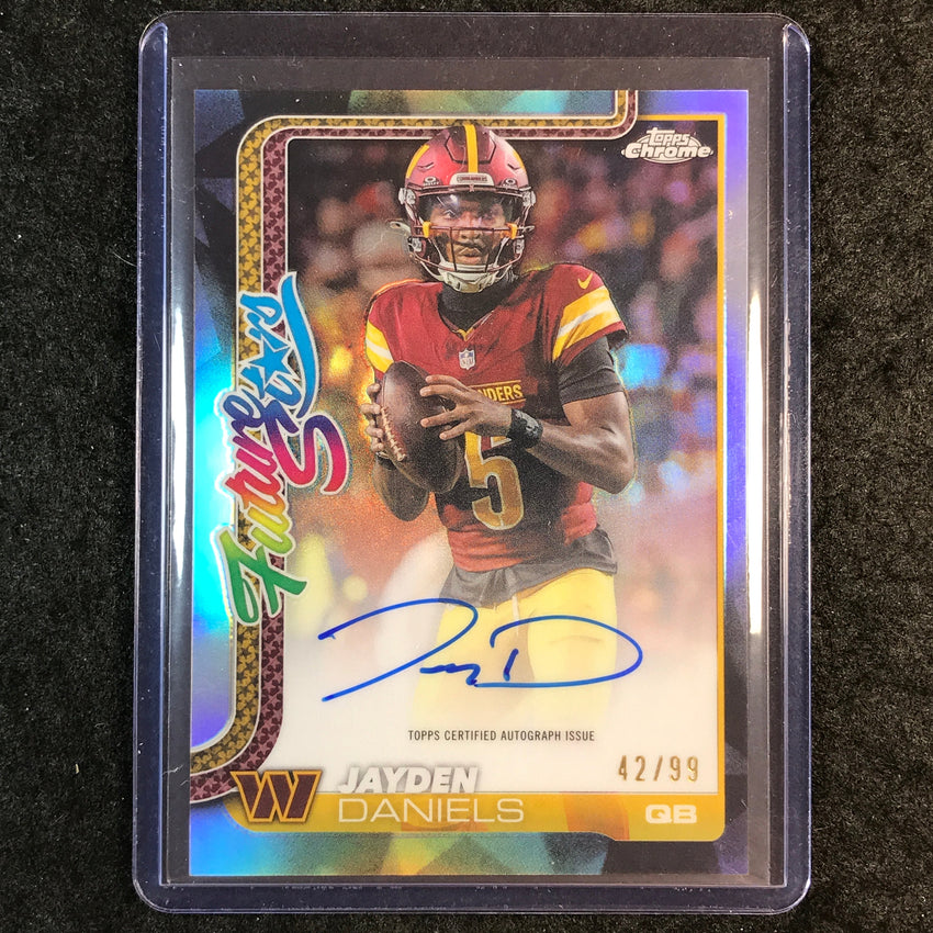 2025 Topps Chrome Football JAYDEN DANIELS Future Stars Auto Refractor 42/99