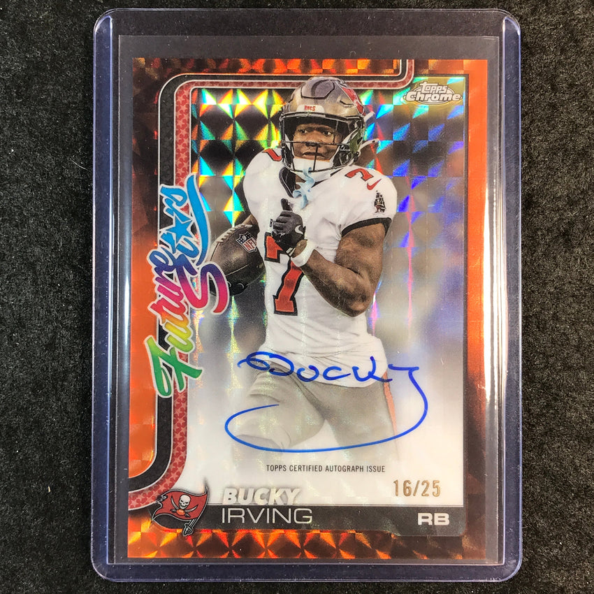 2025 Topps Chrome Football BUCKY IRVING Future Stars Auto Orange Geometric 16/25