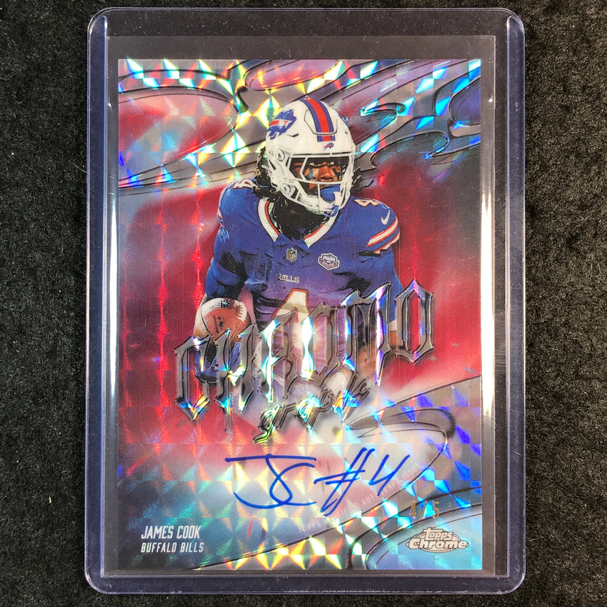 2025 Topps Chrome Football JAMES COOK Chromographs Auto Red Geometric 4/5