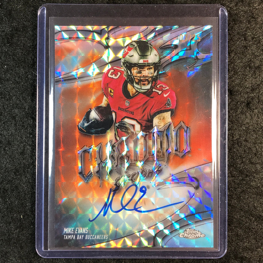 2025 Topps Chrome Football MIKE EVANS Chromographs Auto Orange Geometric 7/25