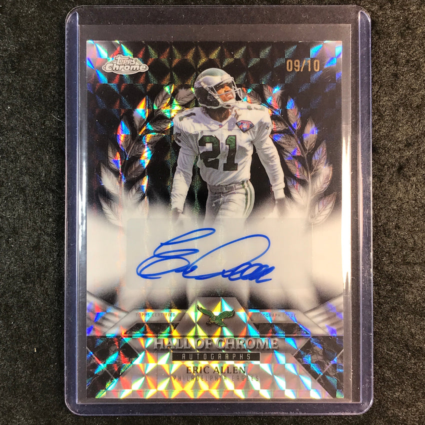 2025 Topps Chrome Football ERIC ALLEN Hall of Chrome Auto Black Geometric 9/10