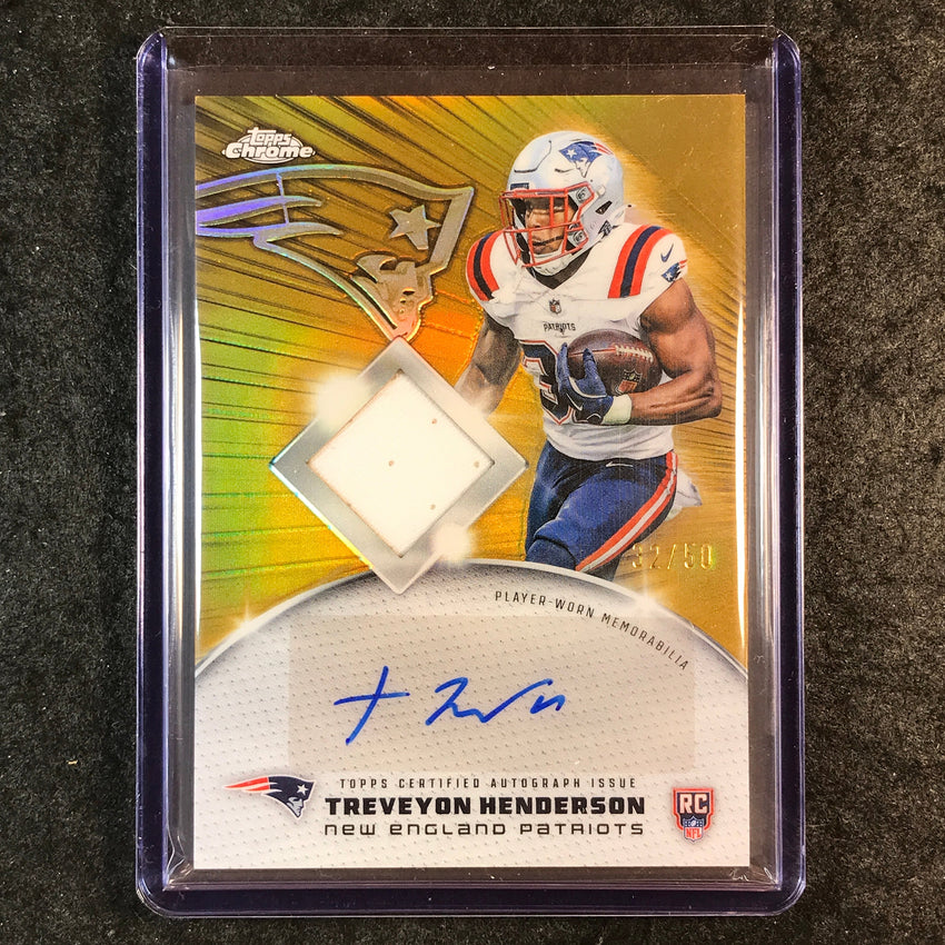 2025 Topps Chrome Football TREVEYON HENDERSON Rookie Patch Auto Gold 32/50