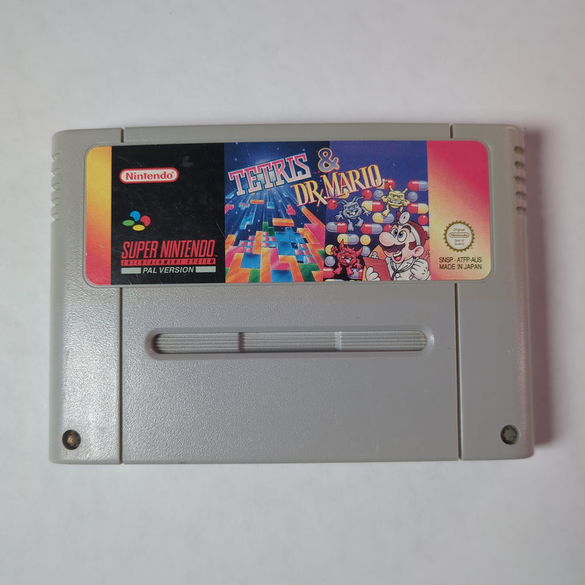 Tetris And Dr. Mario Super Nintendo Pal Cartridge