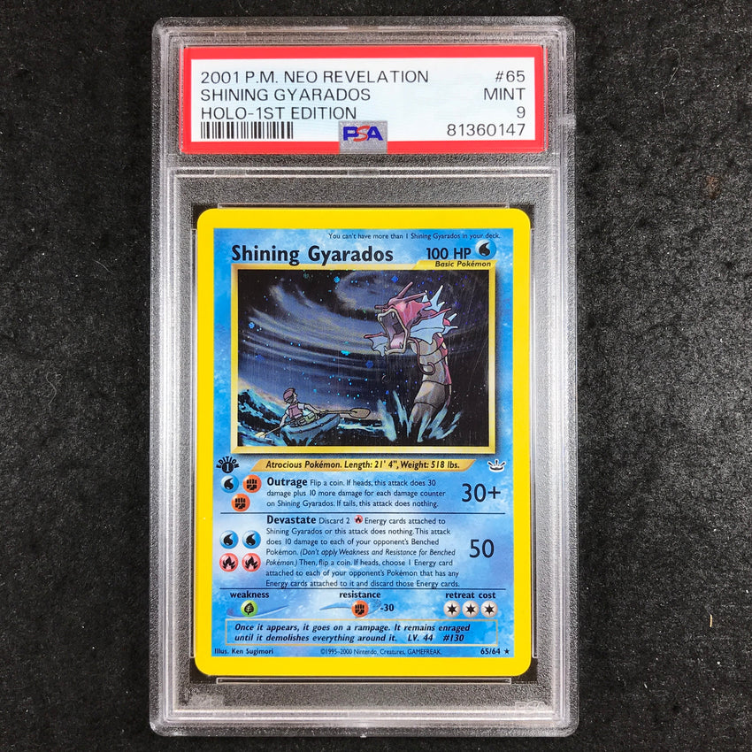 PSA 9 Shining Gyarados - 65/64 - 2001 Holo Neo Revelation 1st Edition 147