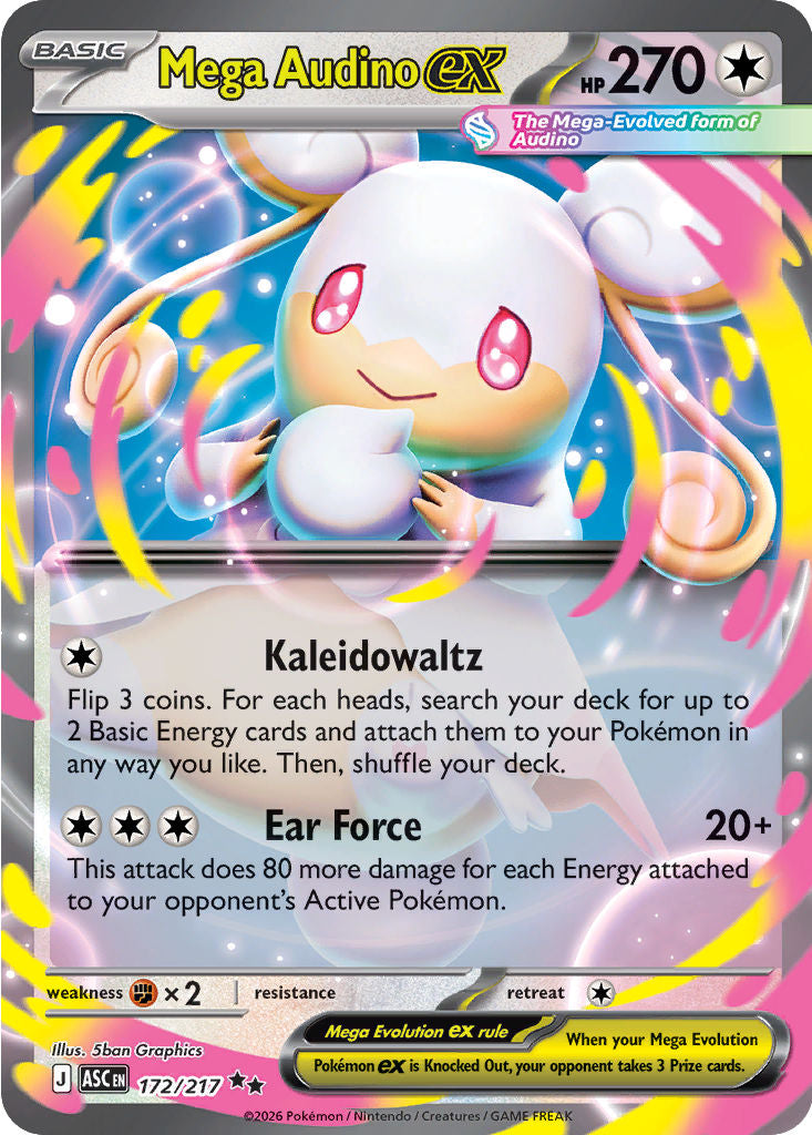 Mega Audino ex - ( 172/217 ) - Double Rare - Pokemon ME Ascended Heroes