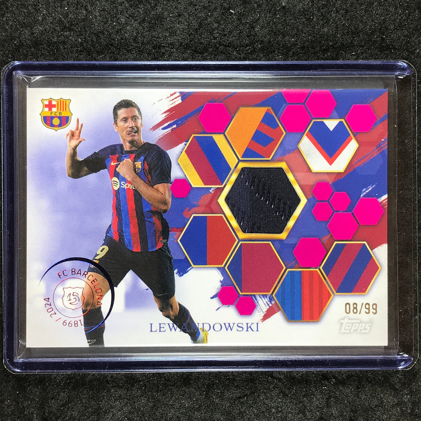 2024-25 Topps Barcelona 125th ROBERT LEWANDOWSKI Camp Nou Jersey Relic Pink 8/99
