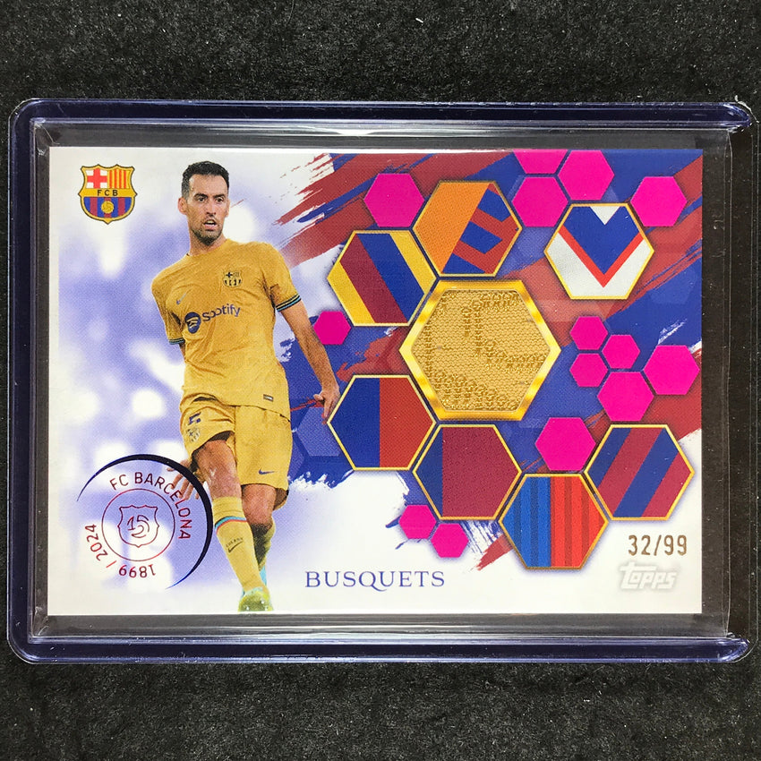 2024-25 Topps Barcelona 125th SERGIO BUSQUETS Camp Nou Jersey Relic Pink 32/99