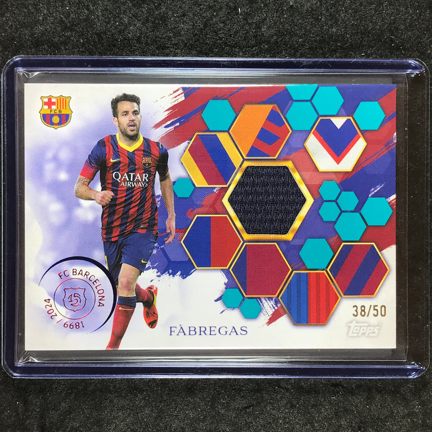 2024-25 Topps Barcelona 125th CESC FABREGAS Camp Nou Jersey Relic Aqua 38/50