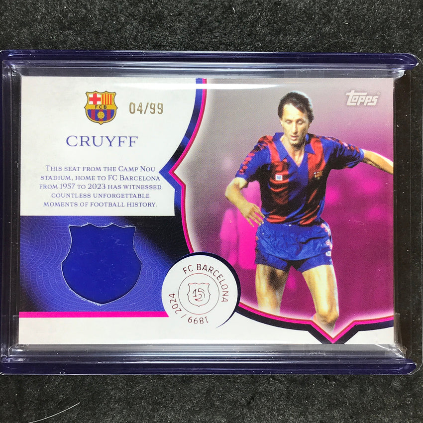 2024-25 Topps Barcelona 125th JOHAN CRUYFF Camp Nou Seat Relic Pink 4/99