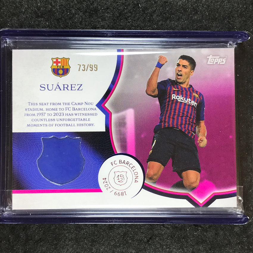 2024-25 Topps Barcelona 125th LUIS SUAREZ Camp Nou Seat Relic Pink 73/99