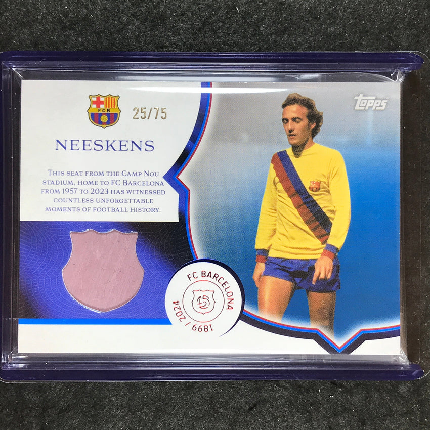 2024-25 Topps Barcelona 125th JOHAN NEESKENS Camp Nou Seat Relic Blue 25/75