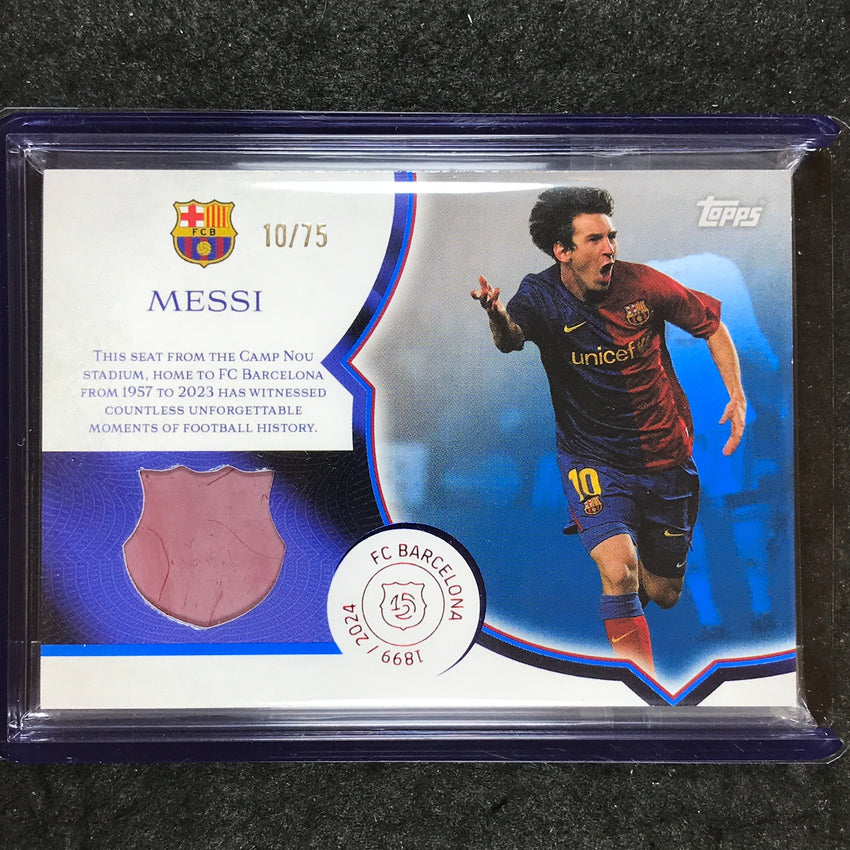 2024-25 Topps Barcelona 125th LIONEL MESSI Camp Nou Seat Relic Blue 10/75