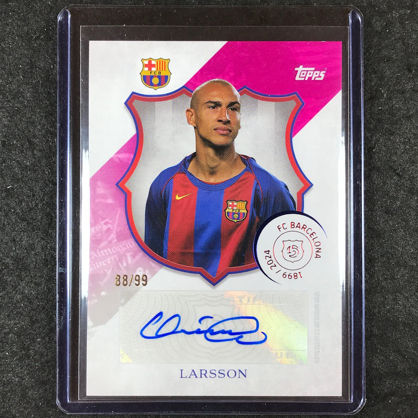 2024-25 Topps Barcelona 125th HENRIK LARSSON 125 Legacy Auto Pink 88/99