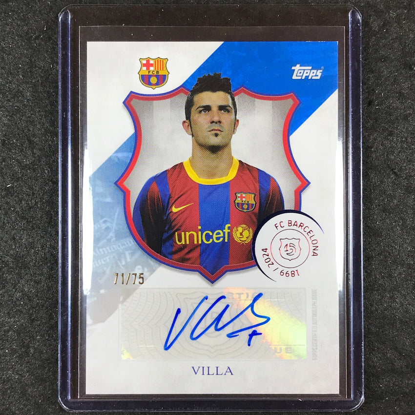 2024-25 Topps Barcelona 125th Anniversary DAVID VILLA 125 Legacy Auto Blue 71/75