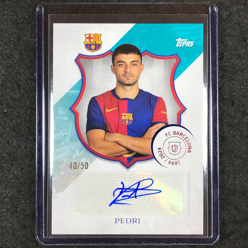 2024-25 Topps Barcelona 125th Anniversary PEDRI 125 Legacy Auto Aqua 40/50