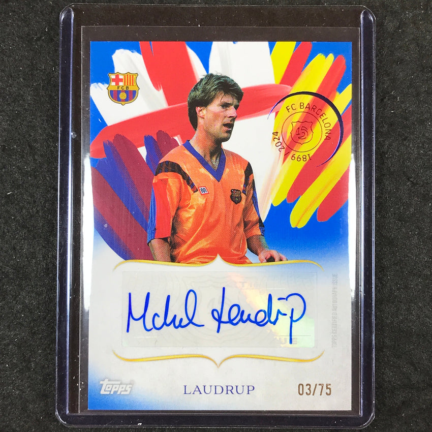 2024-25 Topps Barcelona 125th MICHAEL LAUDRUP Legacy Lines Auto Blue 3/75