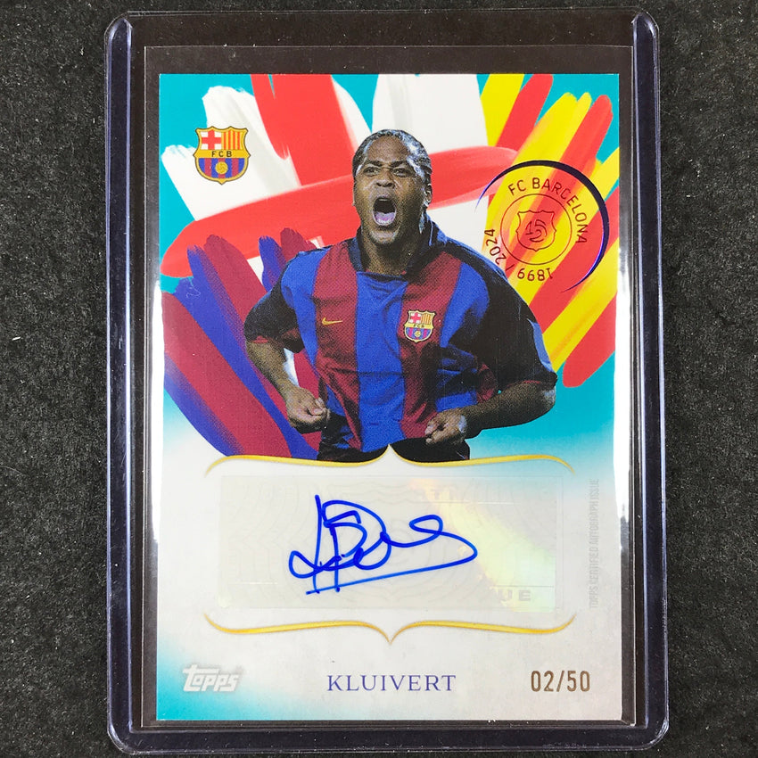 2024-25 Topps Barcelona 125th PATRICK KLUIVERT Legacy Lines Auto Aqua 2/50