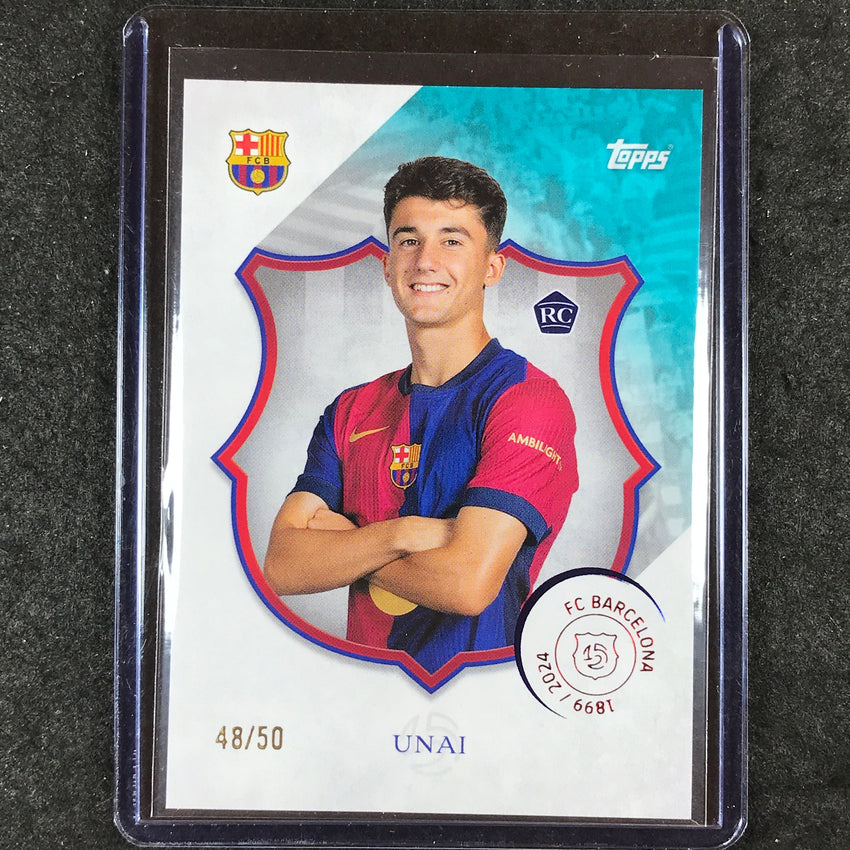 2024-25 Topps Barcelona 125th UNAI HERNANDEZ Rookie Legacy Aqua 48/50 #7