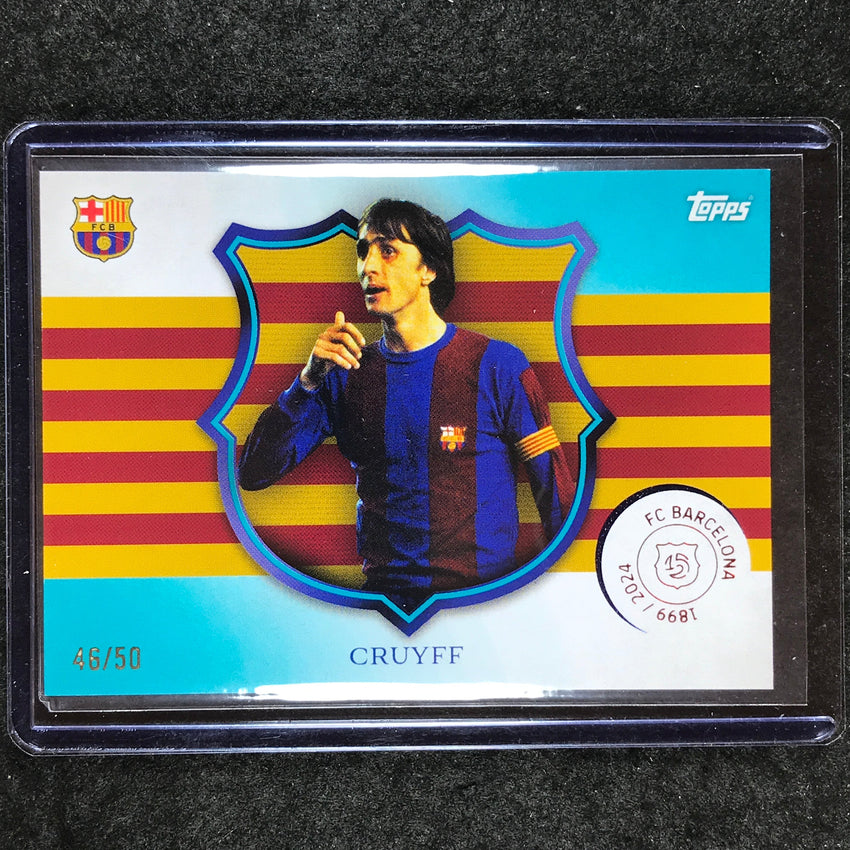 2024-25 Topps Barcelona 125th Anniversary JOHAN CRUYFF Capita Aqua 46/50 #4