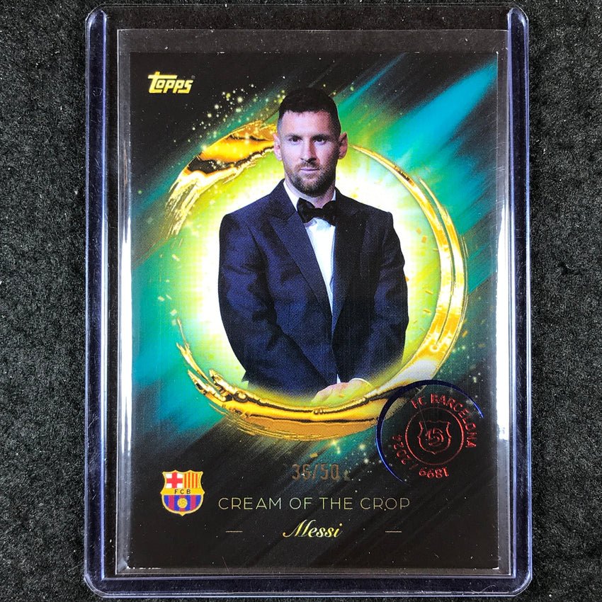 2024-25 Topps Barcelona 125th LIONEL MESSI Cream of the Crop Aqua 36/50 #5