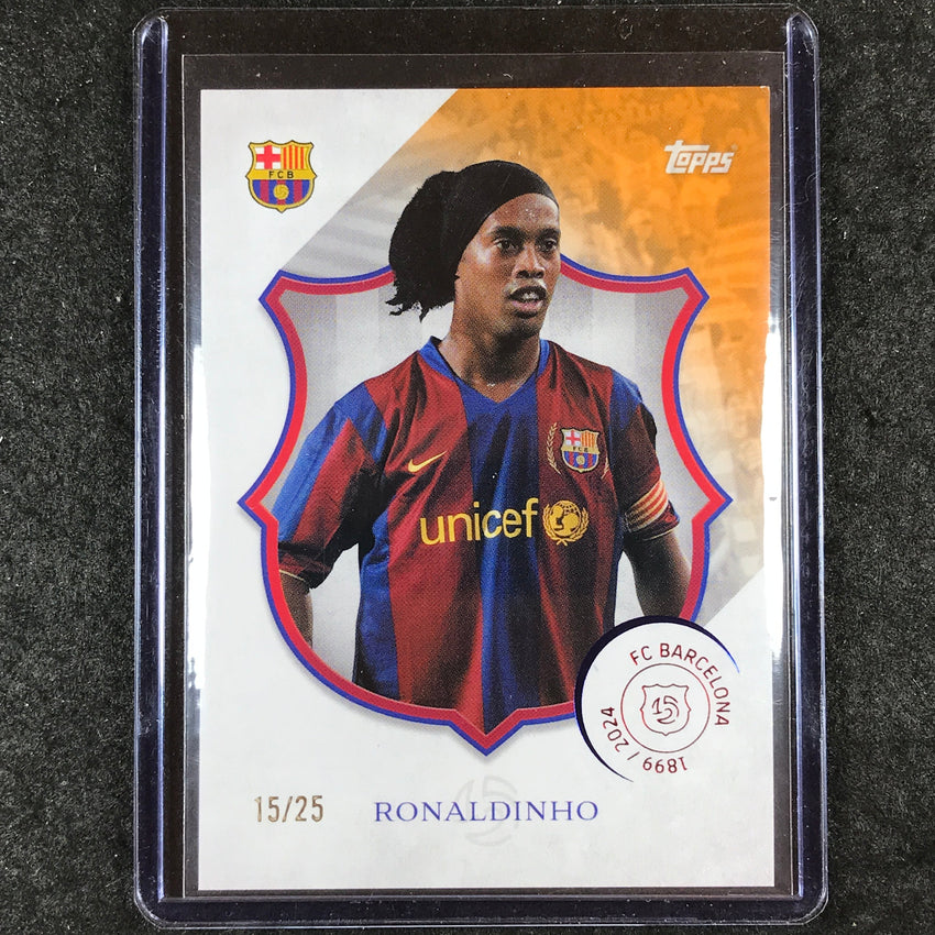 2024-25 Topps Barcelona 125th Anniversary RONALDINHO Legacy Orange 15/25 #43