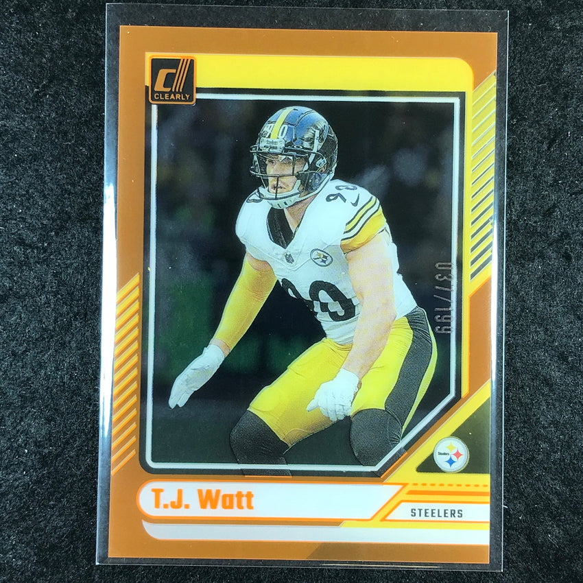 2024 Clearly Donruss Football T.J. WATT Base Orange 37/199 #44