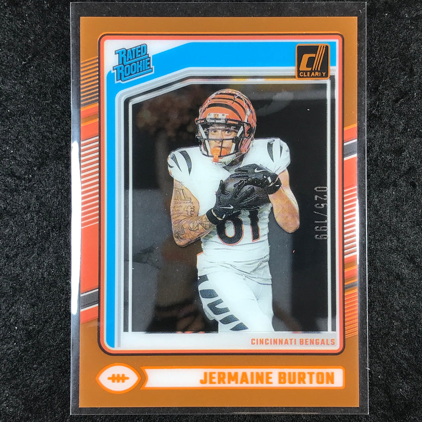 2024 Clearly Donruss Football JERMAINE BURTON Rated Rookie Orange 25/199 #75