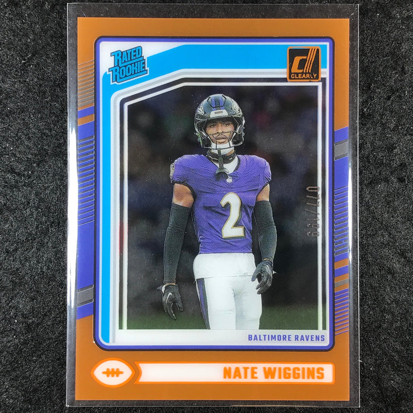 2024 Clearly Donruss Football NATE WIGGINS Rated Rookie Orange 77/199 #89