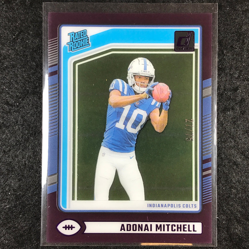 2024 Clearly Donruss Football ADONAI MITCHELL Rated Rookie Purple 27/75 #71