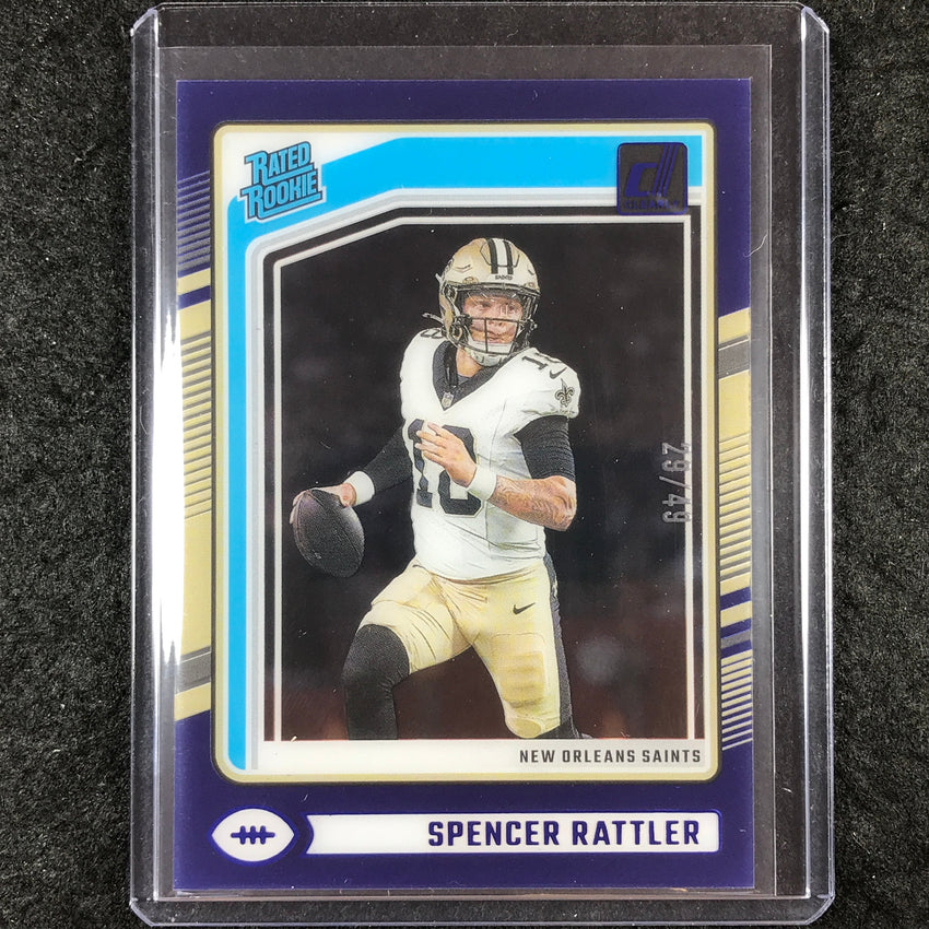 2024 Clearly Donruss Football SPENCER RATTLER Rated Rookie Blue 29/49 #94