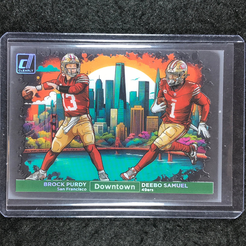2024 Clearly Donruss Football BROCK PURDY DEEBO SAMUEL Downtown Duos SSP #2