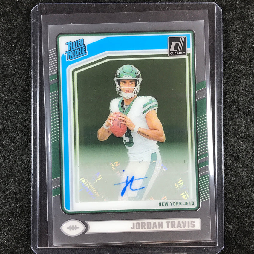 2024 Clearly Donruss Football JORDAN TRAVIS Rated Rookie Autograph Base #95