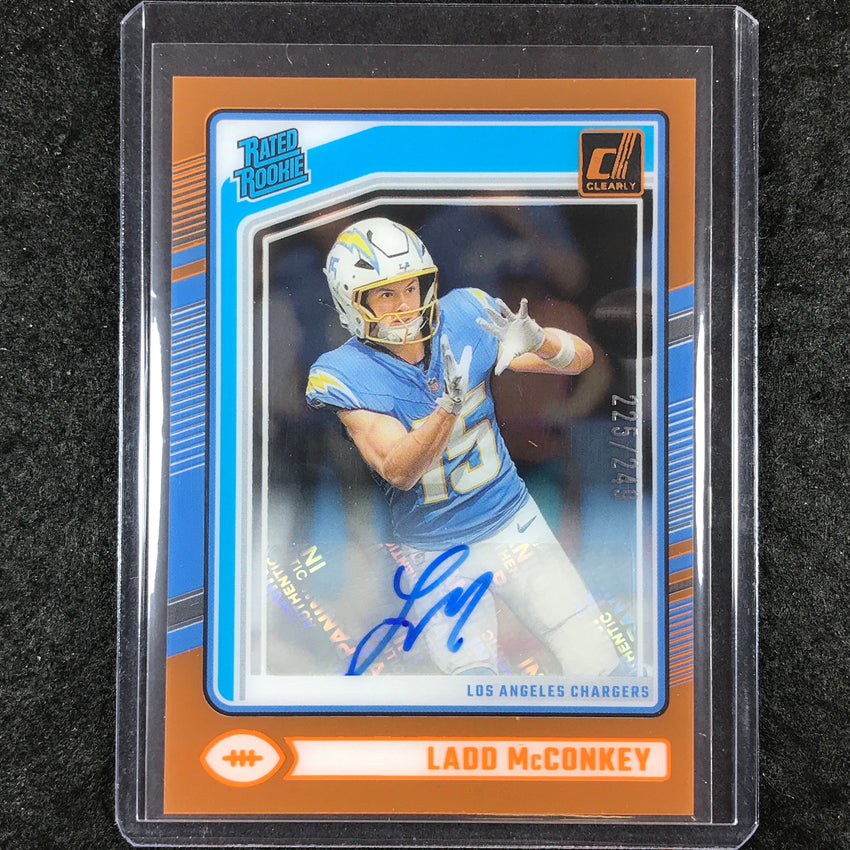 2024 Clearly Donruss Football LADD MCCONKEY Rated Rookie Auto Orange 225/249 #68