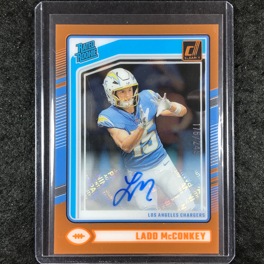 2024 Clearly Donruss Football LADD MCCONKEY Rated Rookie Auto Orange 176/249 #68