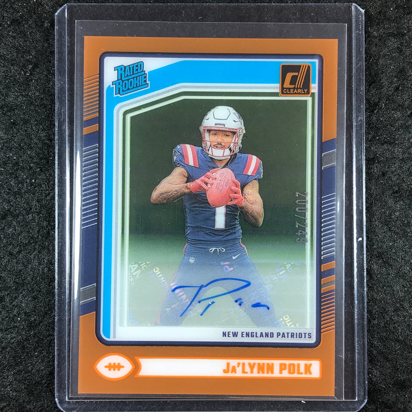 2024 Clearly Donruss Football JA'LYNN POLK Rated Rookie Auto Orange 200/249 #69