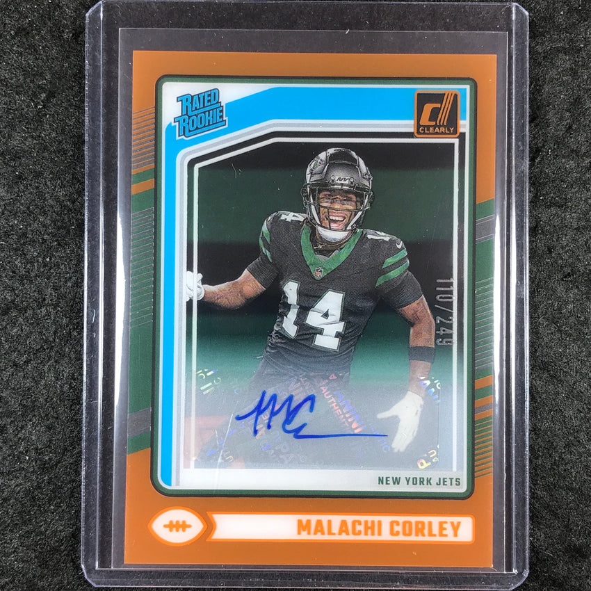 2024 Clearly Donruss Football MALACHI CORLEY Rated Rookie Auto Orange 110/249