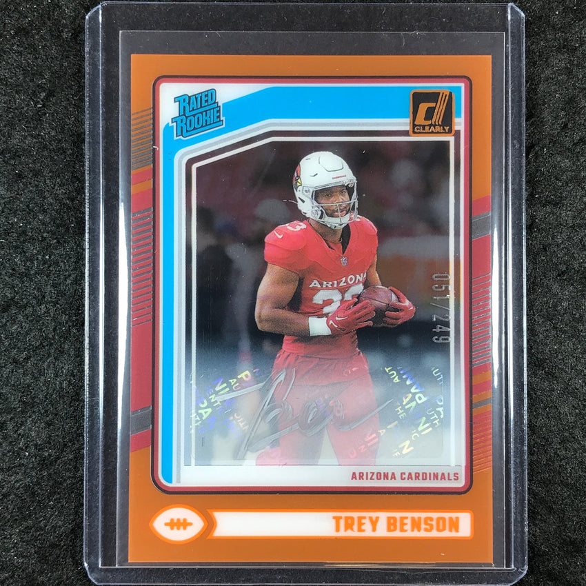 2024 Clearly Donruss Football TREY BENSON Rated Rookie Auto Orange 51/249 #74