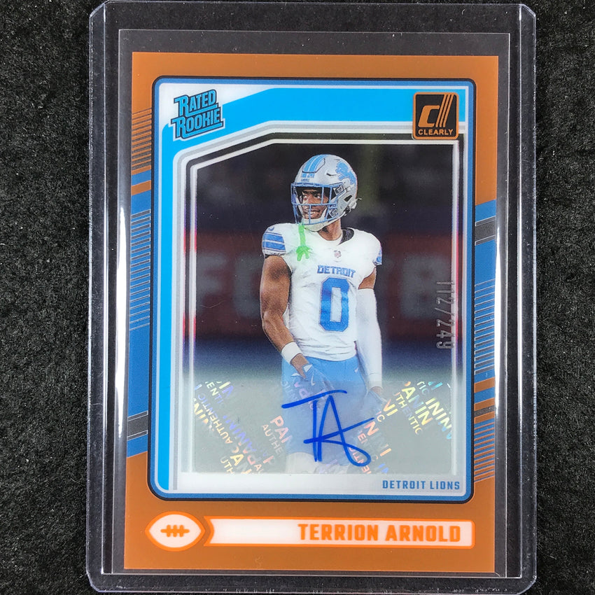 2024 Clearly Donruss Football TERRION ARNOLD Rated Rookie Auto Orange 112/249