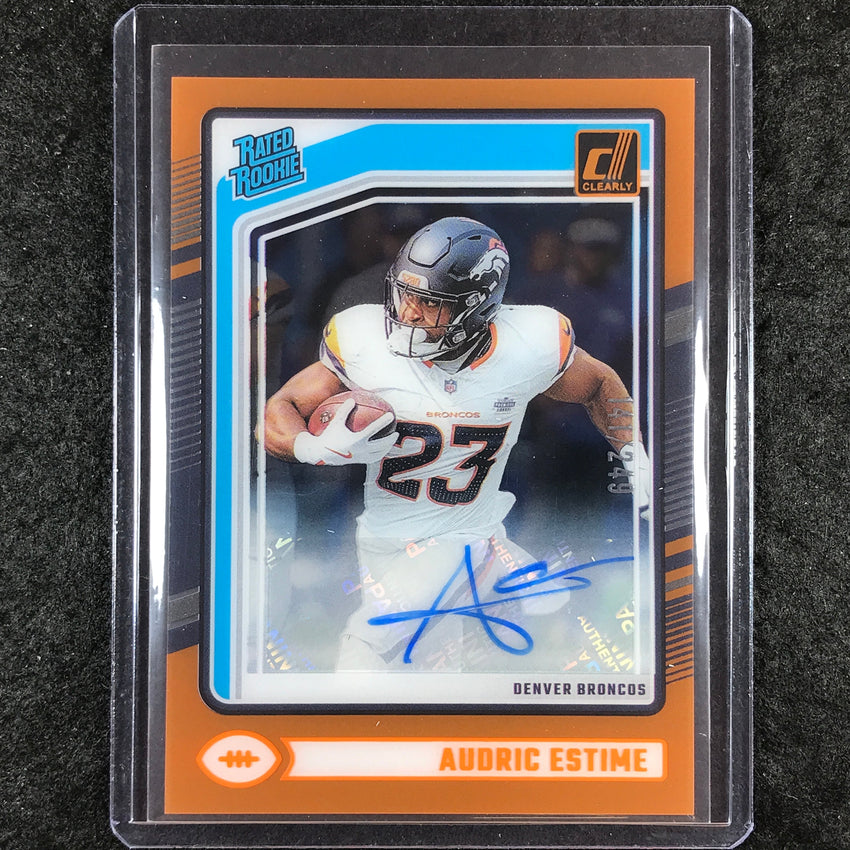 2024 Clearly Donruss Football AUDRIC ESTIME Rated Rookie Auto Orange 141/249 #93