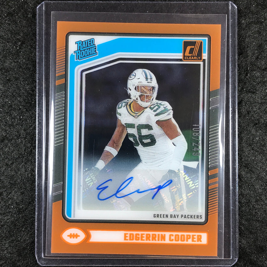 2024 Clearly Donruss Football EDGERRIN COOPER Rated Rookie Auto Orange 108/249