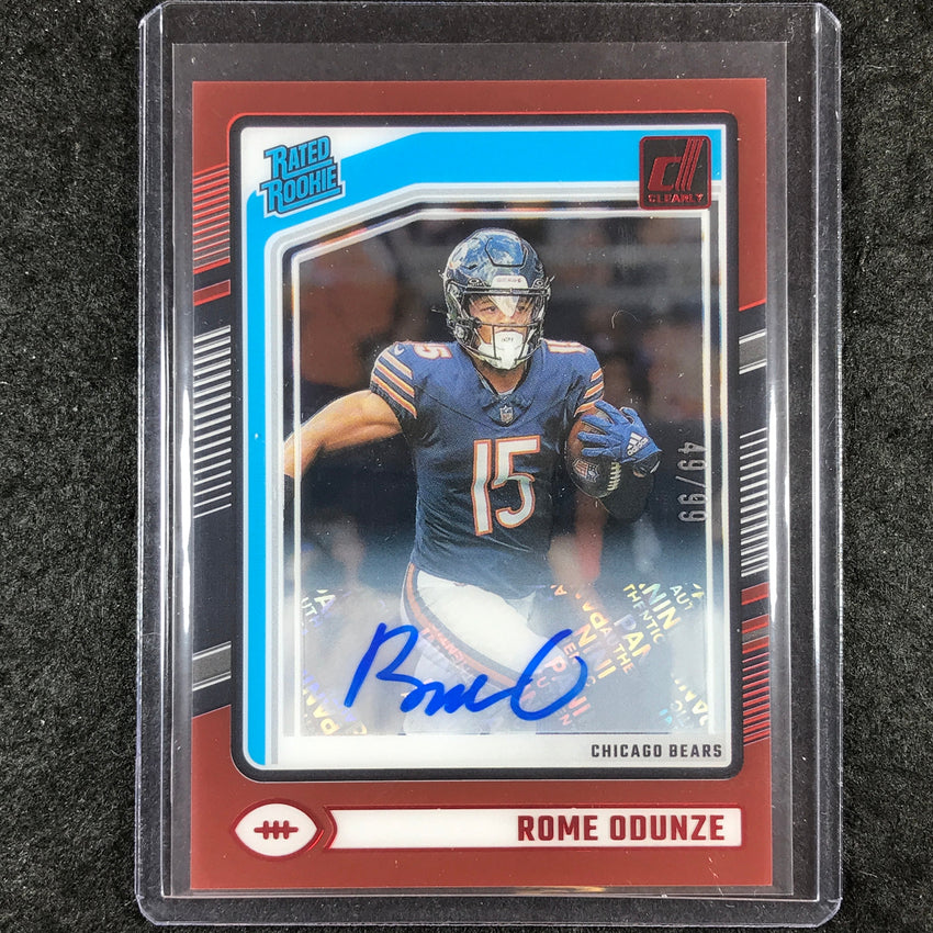 2024 Clearly Donruss Football ROME ODUNZE Rated Rookie Auto Red 49/99 #60