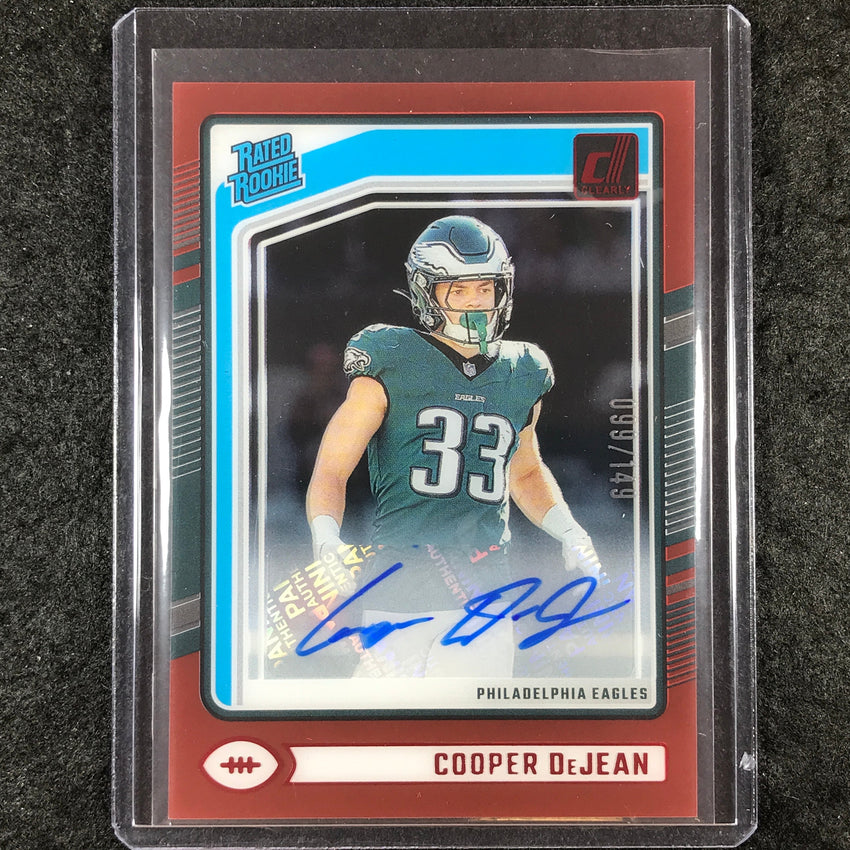 2024 Clearly Donruss Football COOPER DEJEAN Rated Rookie Auto Red 99/149 #72