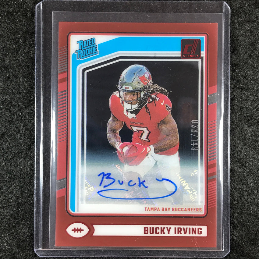 2024 Clearly Donruss Football BUCKY IRVING Rated Rookie Auto Red 38/149 #86