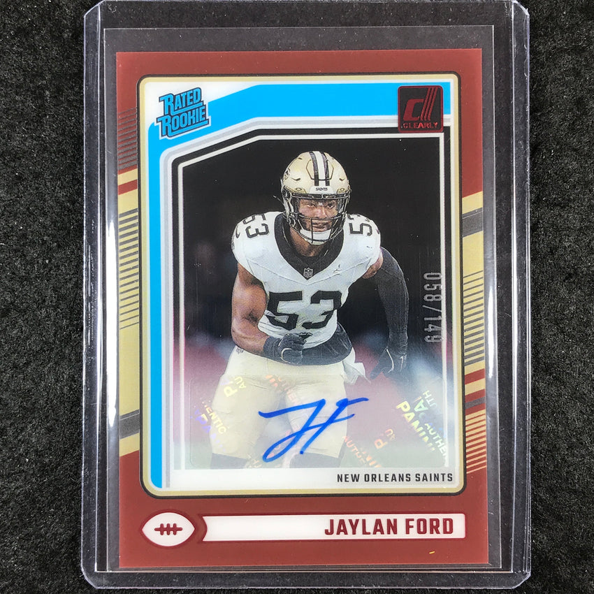 2024 Clearly Donruss Football JAYLAN FORD Rated Rookie Auto Red 58/149 #92