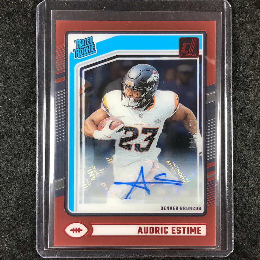 2024 Clearly Donruss Football AUDRIC ESTIME Rated Rookie Auto Red 127/149 #93